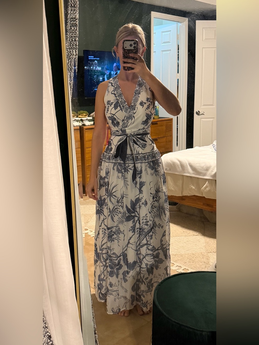 NWT Antonio Melani Grecian Waters Blue/White Maxi Dress - 0